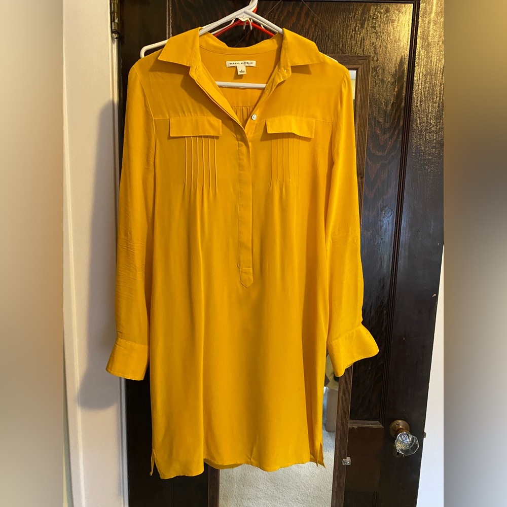 Yellow banana republic shirt dress